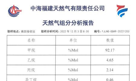 關于天然氣組分分析報告12.03